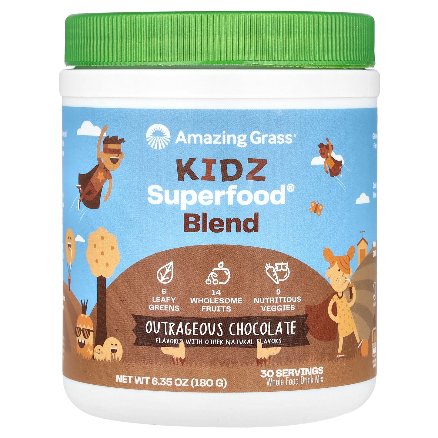 Amazing Grass, Kidz Superfood® Blend, Outrageous Chocolate, 6.35 oz (180 g)