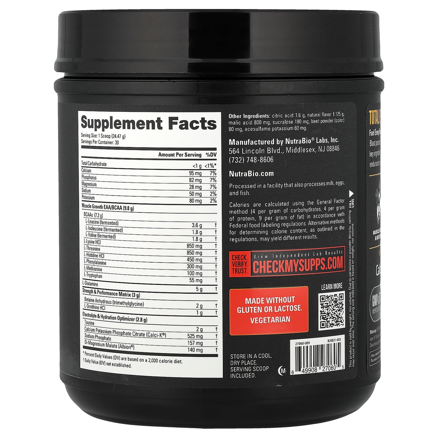 NutraBio, Intra Blast, Advanced Intra-Workout, Strawberry Lemonade, 1.61 lb (734 g)