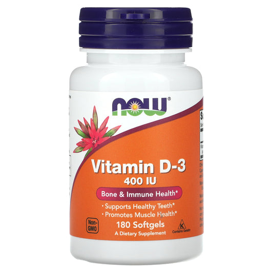 NOW Foods, Vitamin D-3, 400 IU, 180 Softgels