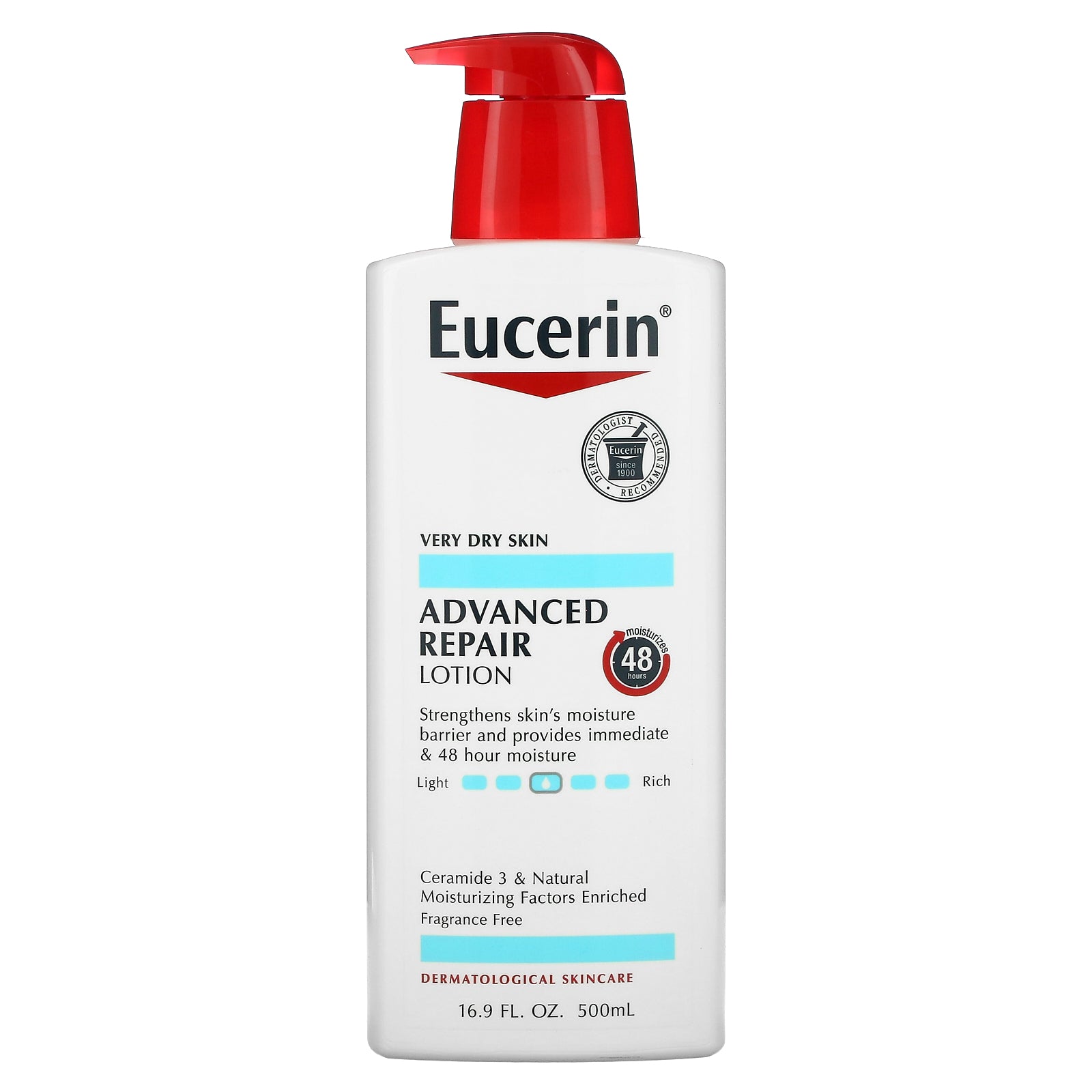 Eucerin, Advanced Repair Lotion, Fragrance Free, 16.9 fl oz (500 ml)