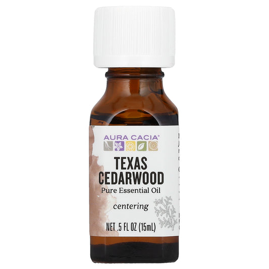 Aura Cacia, Pure Essential Oil, Texas Cedarwood, 0.5 fl oz (15 ml)