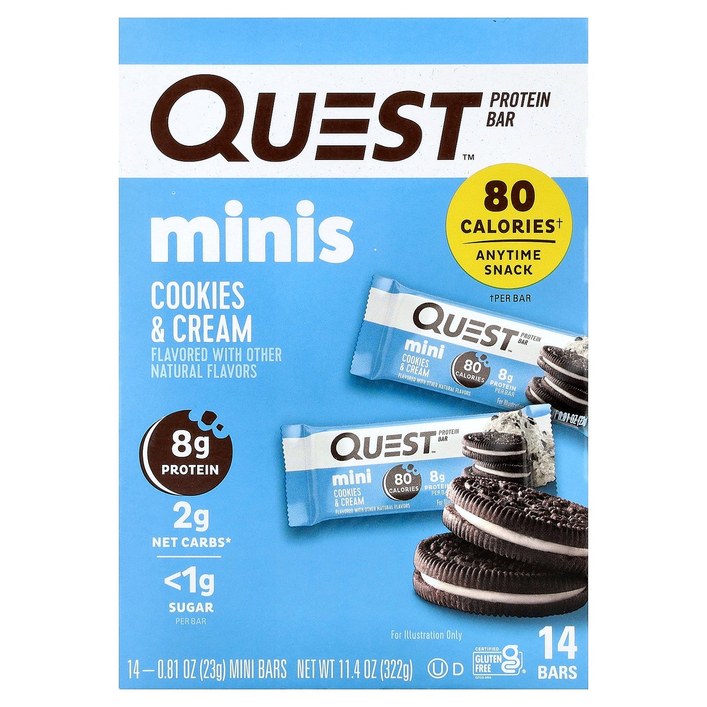 Quest Nutrition, Minis, Protein Bar, Cookies & Cream, 14 Bars, 0.81 oz (23 g) Each