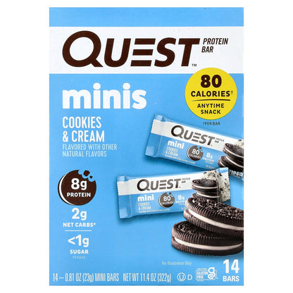 Quest Nutrition, Minis, Protein Bar, Cookies & Cream, 14 Bars, 0.81 oz (23 g) Each
