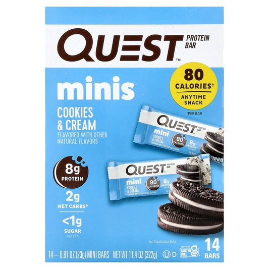 Quest Nutrition, Minis, Protein Bar, Cookies & Cream, 14 Bars, 0.81 oz (23 g) Each