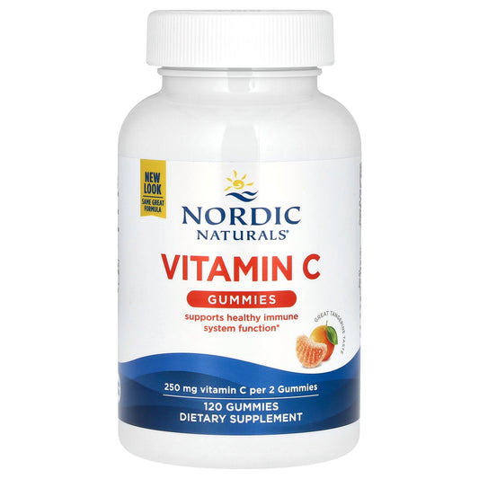 Nordic Naturals, Vitamin C Gummies, Great Tangerine, 250 mg, 120 Gummies (125 mg per Gummy)