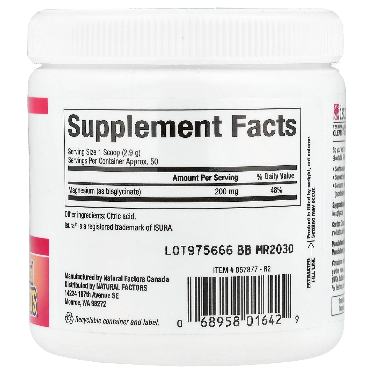 Natural Factors, Magnesium Pure Bisglycinate, 5.1 oz (145 g)