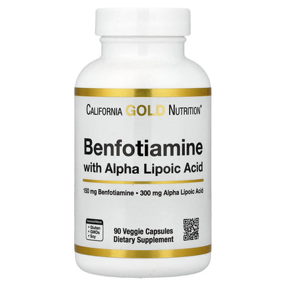 California Gold Nutrition, Benfotiamine + Alpha Lipoic Acid and L-Leucine, 90 Veggie Capsules