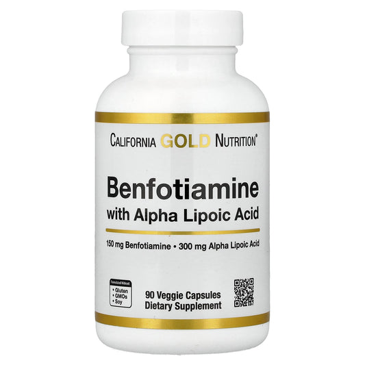 California Gold Nutrition, Benfotiamine + Alpha Lipoic Acid and L-Leucine, 90 Veggie Capsules