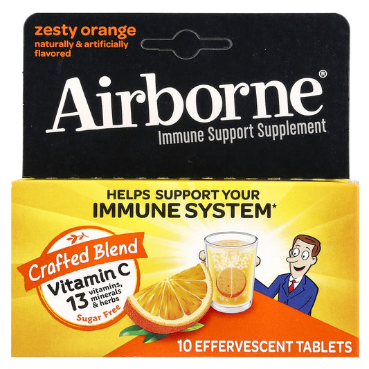 AirBorne, Immune Support Supplement, Zesty Orange, 10 Effervescent Tablets