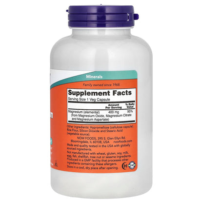 NOW Foods, Magnesium Caps, 400 mg, 180 Veg Capsules