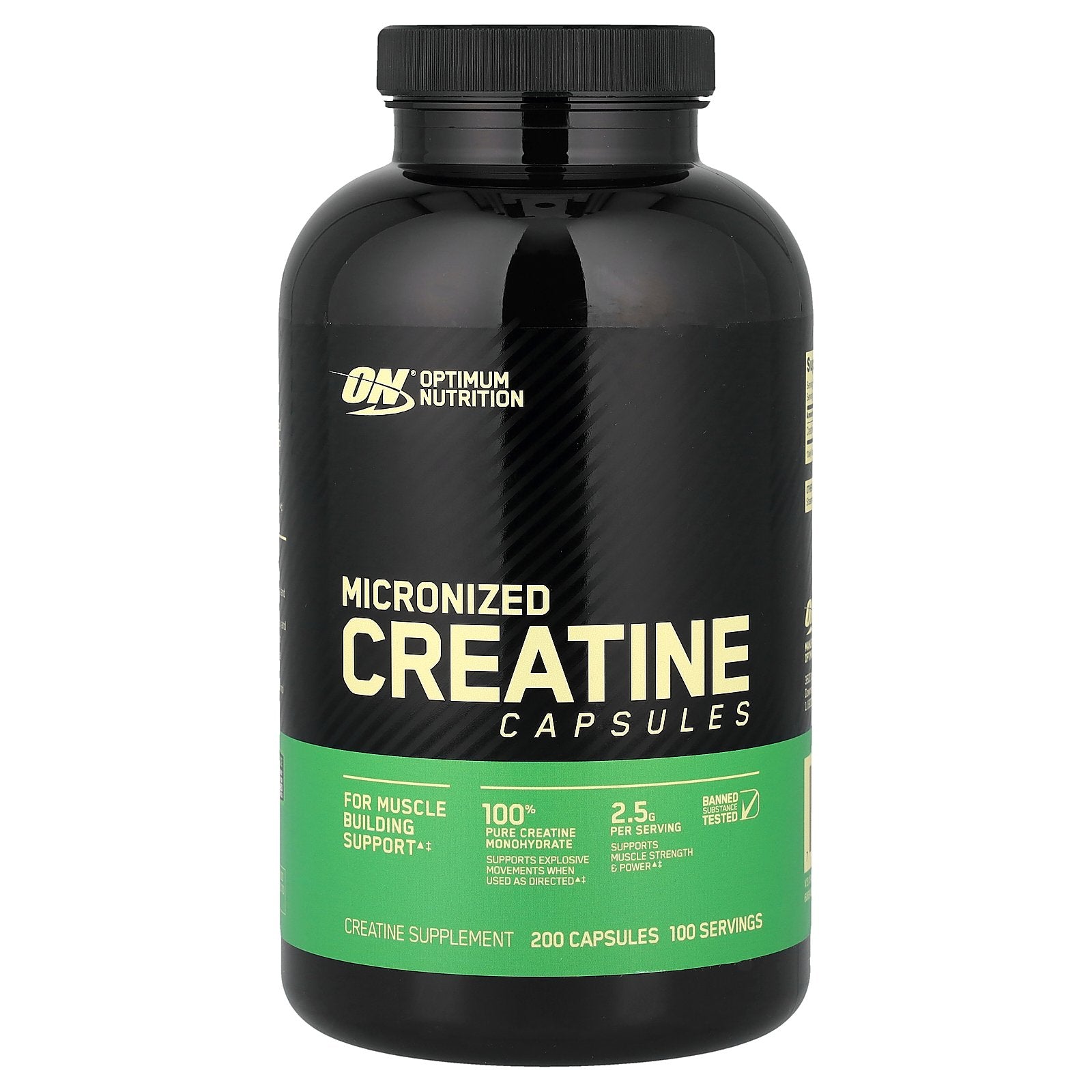 Optimum Nutrition, Micronized Creatine Capsules, 200 Capsules (1.25 g per Capsule )