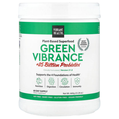 Vibrant Health, Green Vibrance +25 Billion Probiotics, Version 19.1, 23.83 oz (675.6 g)