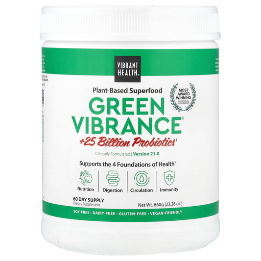 Vibrant Health, Green Vibrance +25 Billion Probiotics, Version 19.1, 23.83 oz (675.6 g)