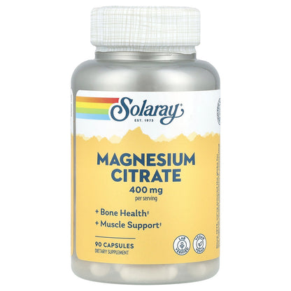 Solaray, Magnesium Citrate, 400 mg, 90 Capsules