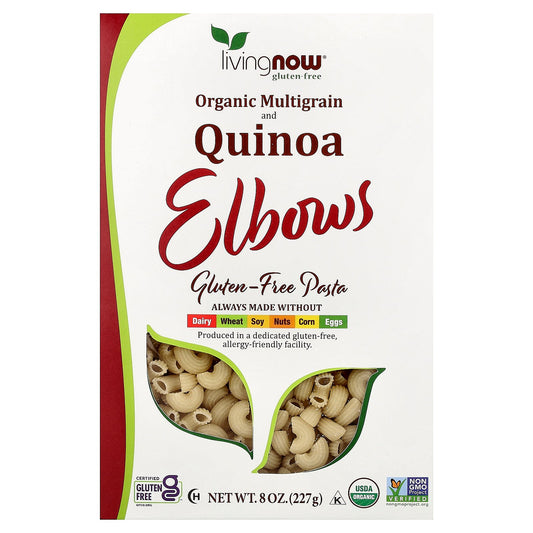 NOW Foods, Living NOW®, Organic Multigrain and Quinoa Elbows, Gluten Free, 8 oz (227 g)