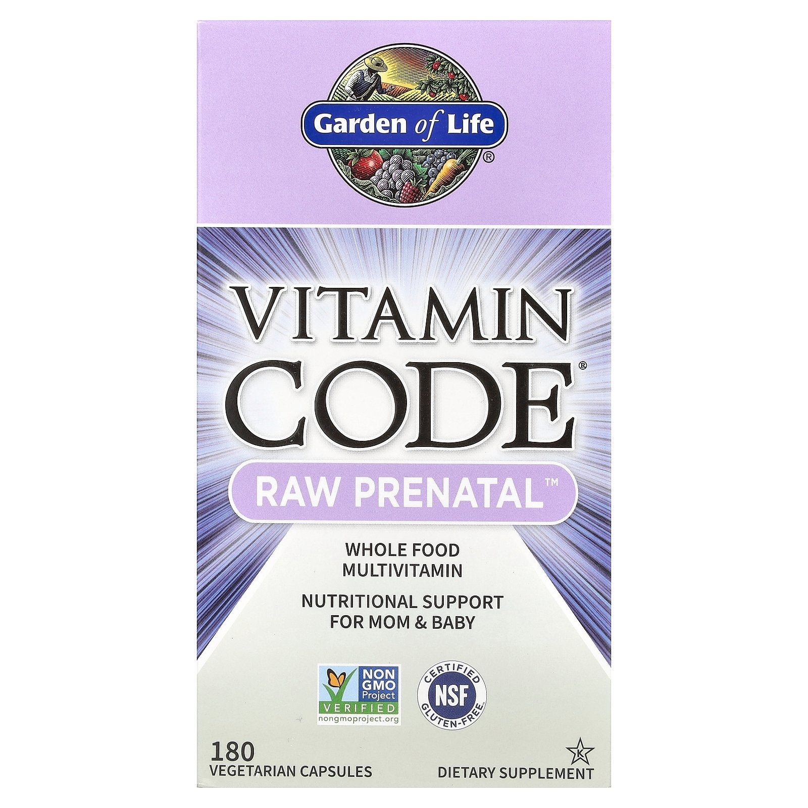 Garden of Life, Vitamin Code®, RAW Prenatal™, 180 Vegetarian Capsules