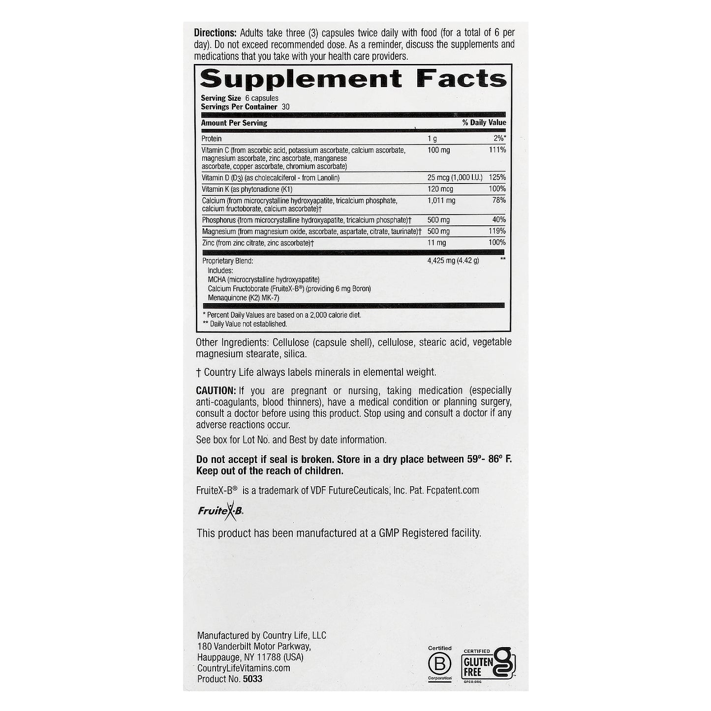 Country Life, Triple Action Bone Solid®, 180 Capsules