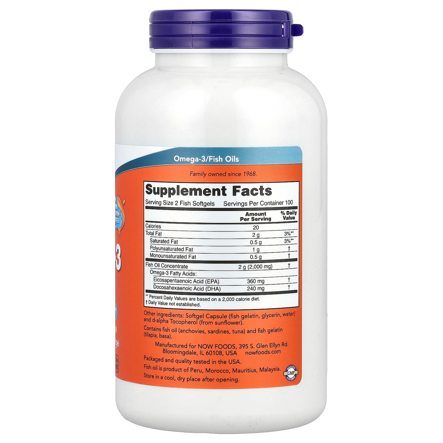 NOW Foods, Omega-3 Fish Oil, 1,000 mg, 200 Fish Softgels