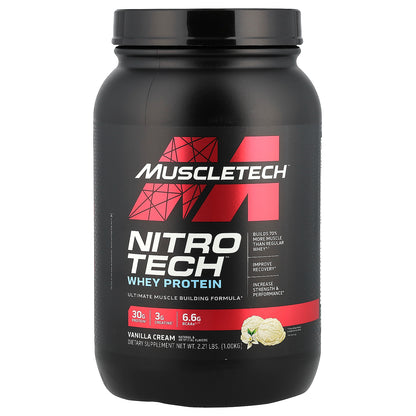 MuscleTech, Nitro-Tech™ Whey Protein, Vanilla Cream, 2.21 lbs (1 kg)
