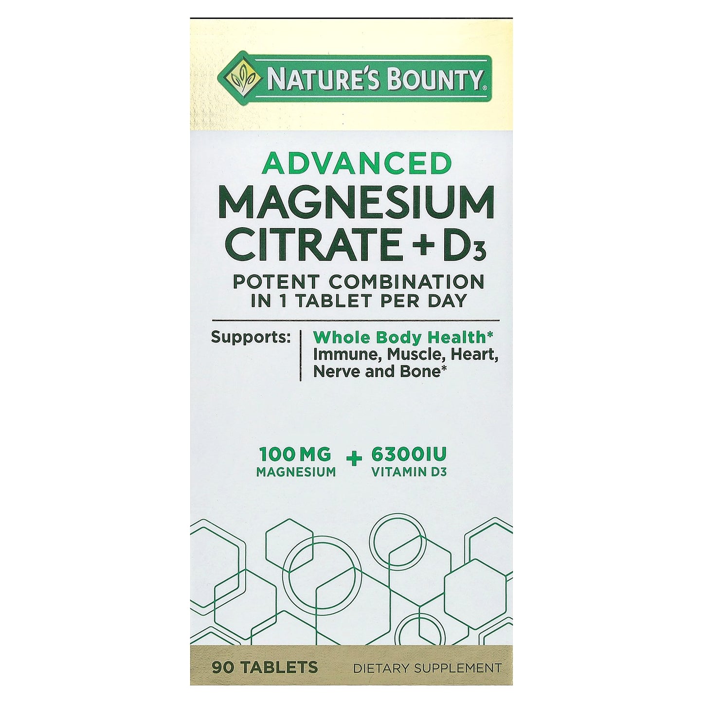 Nature's Bounty, Advanced Magnesium Citrate + D3, 90 Tablets