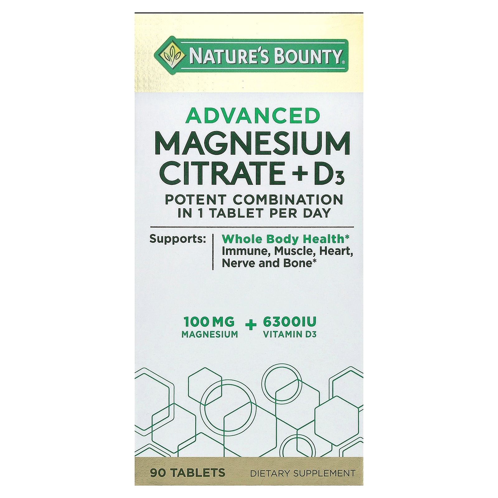 Nature's Bounty, Advanced Magnesium Citrate + D3, 90 Tablets