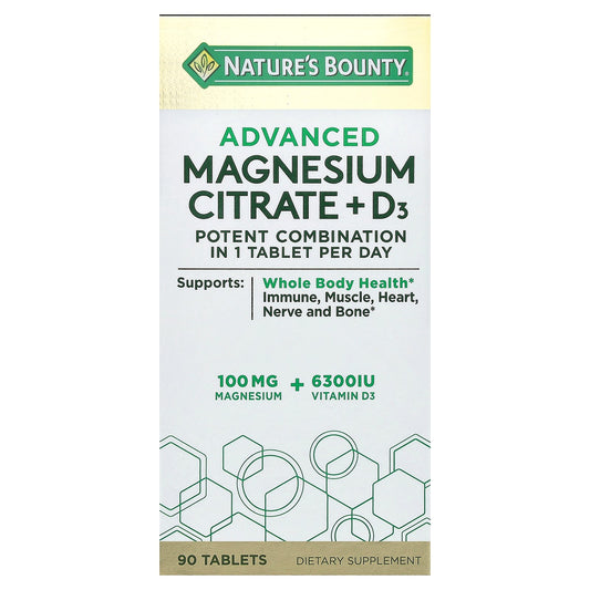 Nature's Bounty, Advanced Magnesium Citrate + D3, 90 Tablets