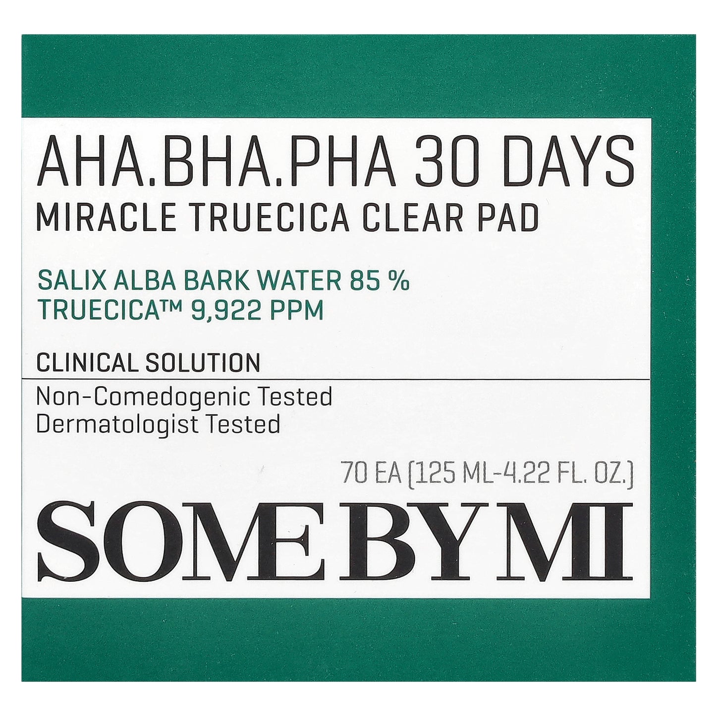 SOME BY MI, AHA/BHA/PHA, 30 Days Miracle Truecica Clear Pad, 70 Pads, 4.22 fl oz (125 ml)