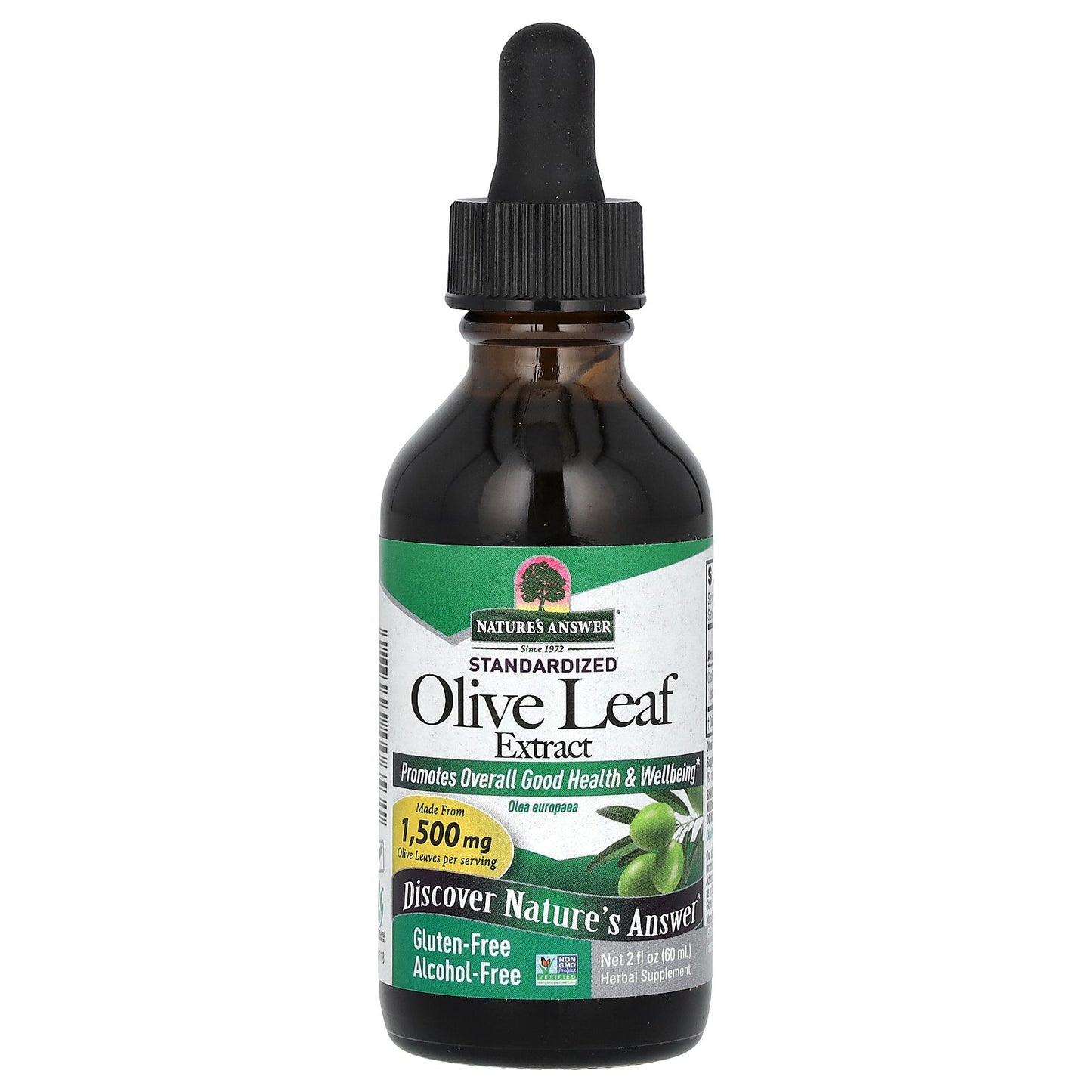 Nature's Answer, Olive Leaf Extract, Standardized, Alcohol-Free, 600 mg, 2 fl oz (60 ml)