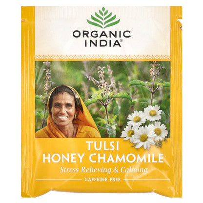 Organic India, Tulsi Honey Chamomile Tea, Caffeine-Free, 18 Infusion Bags, 1.08 oz (30.6 g)