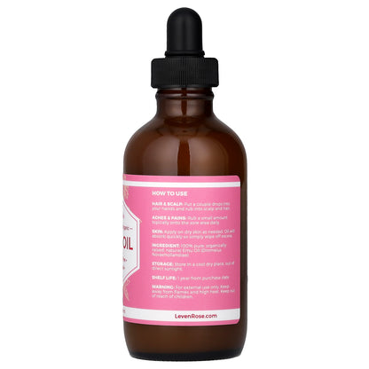 Leven Rose, 100% Pure & Organic Emu Oil, 4 fl oz (118 ml)
