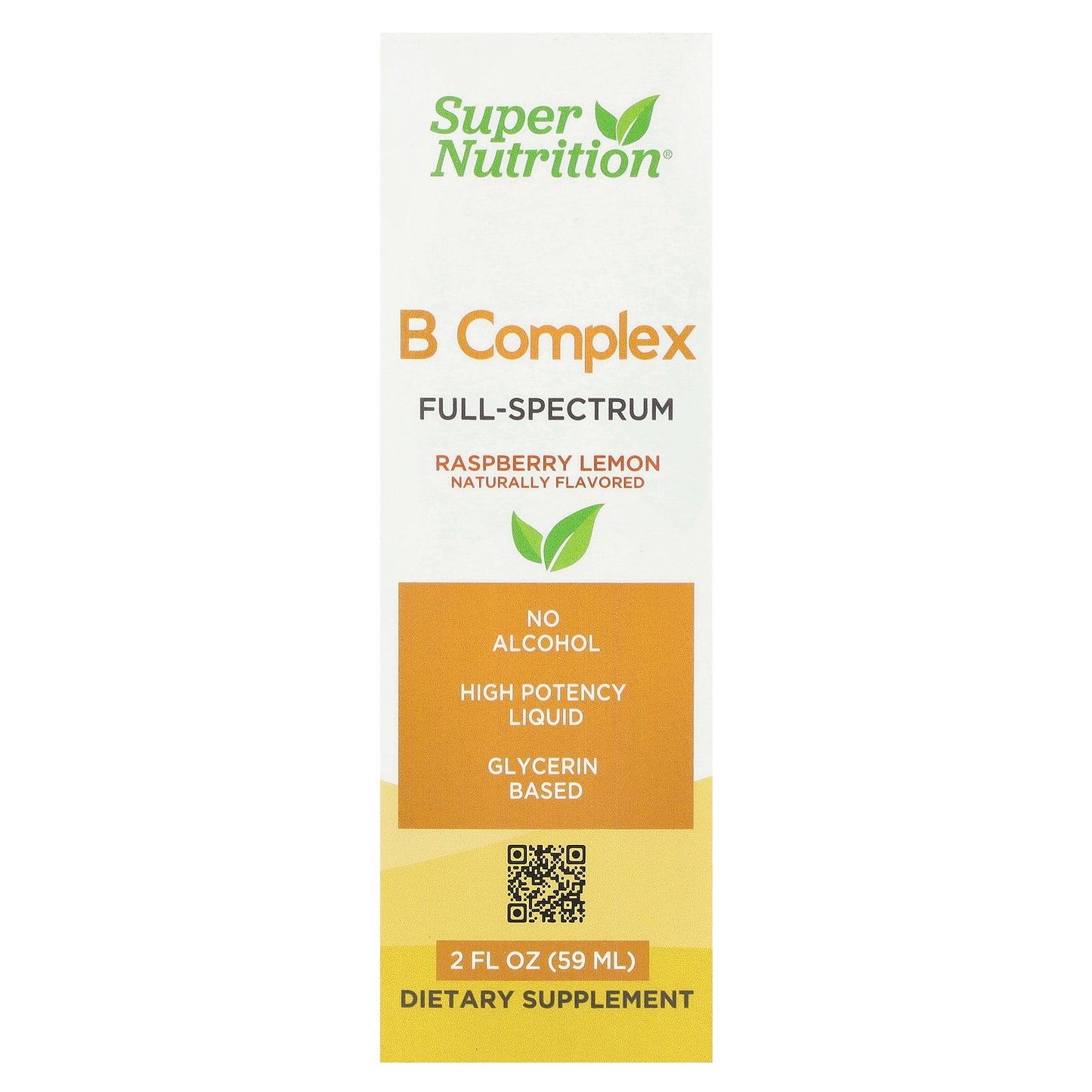 Super Nutrition, B Complex Full Spectrum with Vitamin B12, Pantothenic Acid, Biotin, and Niacin, Raspberry Lemon, 2 fl oz (59 ml)