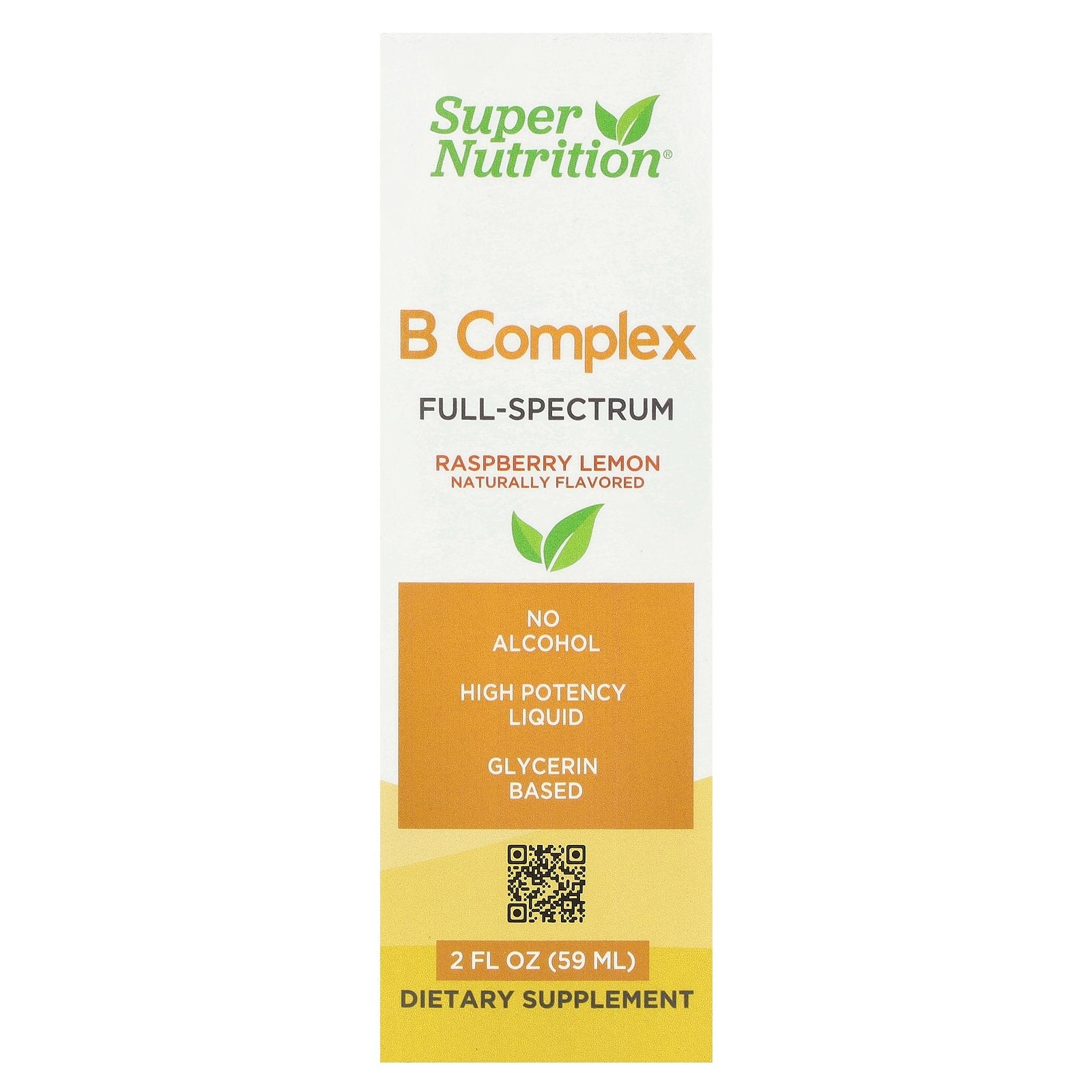 Super Nutrition, B Complex Full Spectrum with Vitamin B12, Pantothenic Acid, Biotin, and Niacin, Raspberry Lemon, 2 fl oz (59 ml)