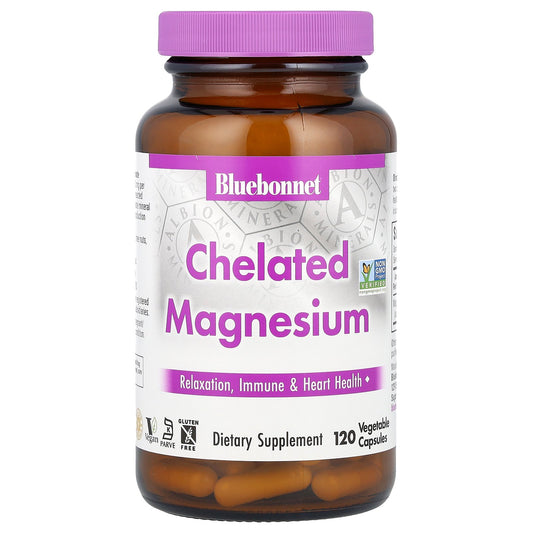 Bluebonnet Nutrition, Chelated Magnesium, 120 Vegetable Capsules (100 mg per Capsule)