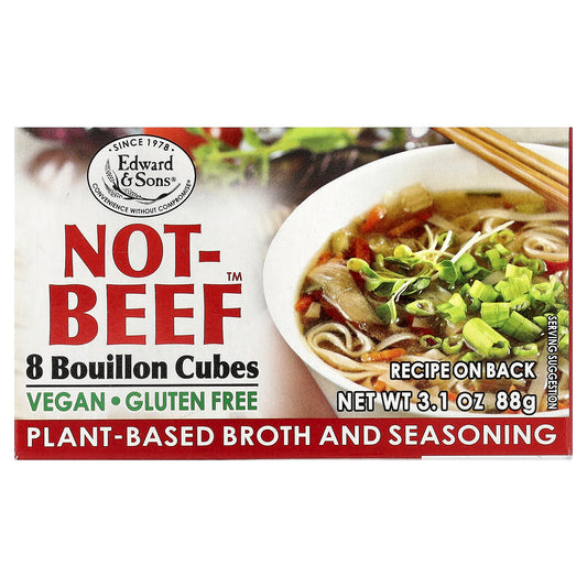 Edward & Sons, Not-Beef™ Bouillon Cubes, 8 Cubes, 3.1 oz (88 g)
