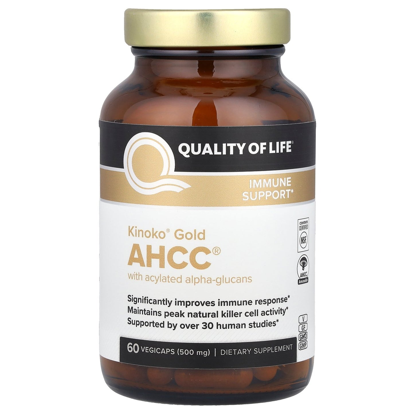 Quality of Life, Kinoko® Gold AHCC®, 500 mg, 60 Vegicaps