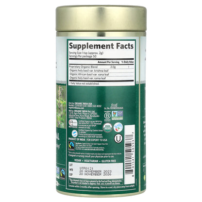 Organic India, Tulsi Original Loose Leaf Tea, Caffeine Free, 3.5 oz (100 g)