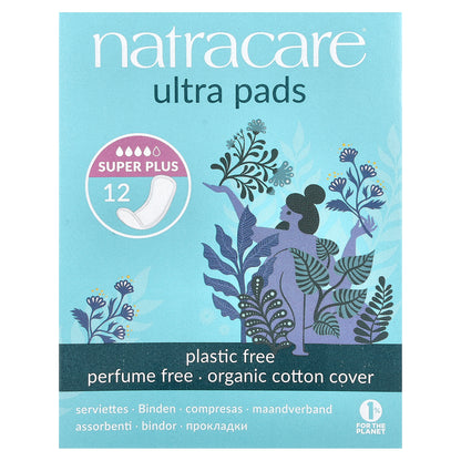 Natracare, Ultra Pads, Organic Cotton Cover, Super Plus, 12 Pads