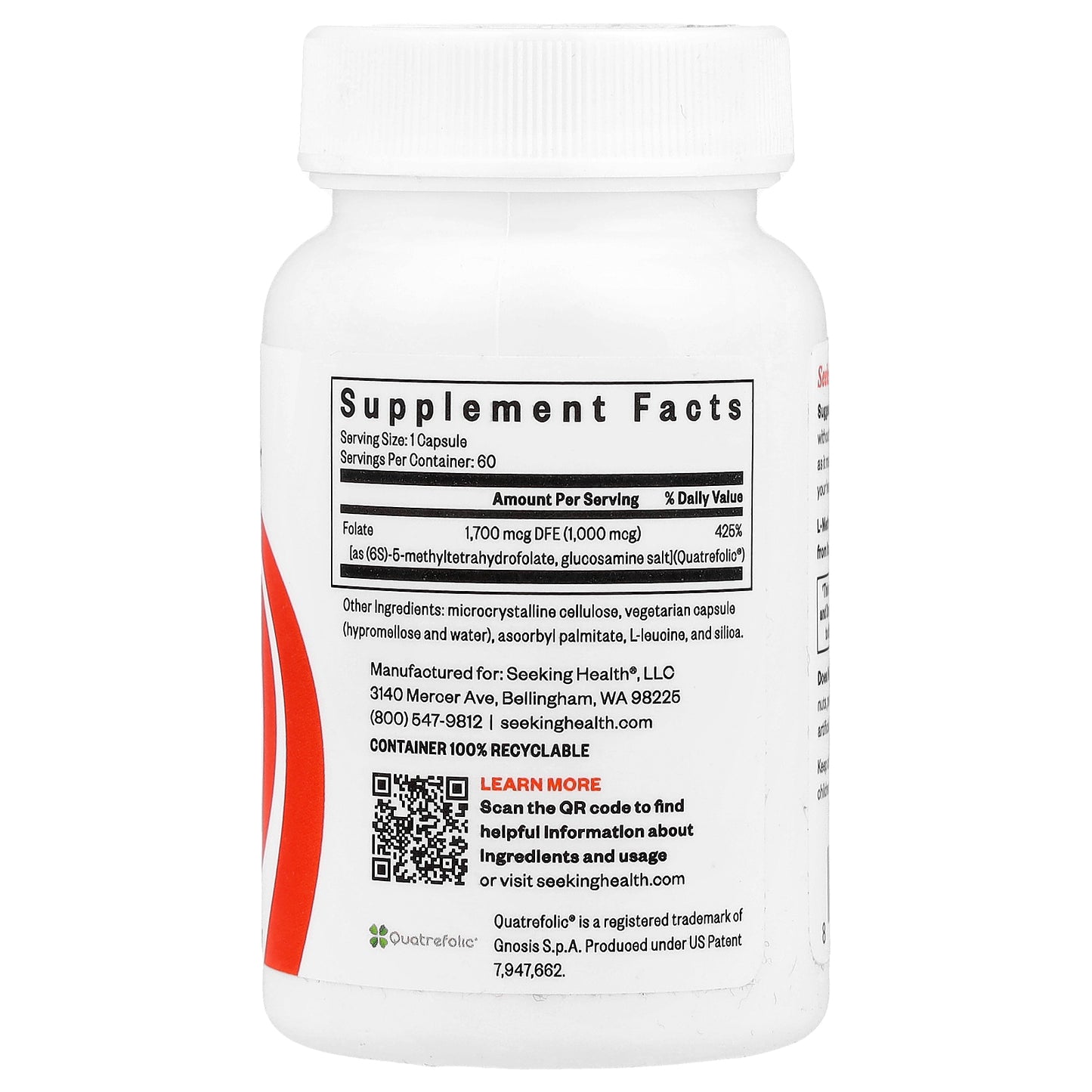 Seeking Health, L-Methylfolate, 1 mg, 60 Capsules