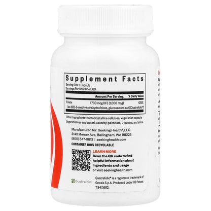 Seeking Health, L-Methylfolate, 1 mg, 60 Capsules
