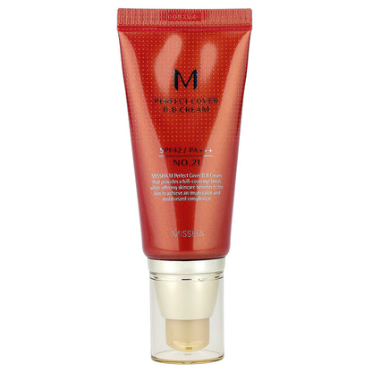 Missha, M Perfect Cover B.B Cream, SPF 42 PA+++, No. 21 Light Beige, 1.69 fl oz (50 ml)