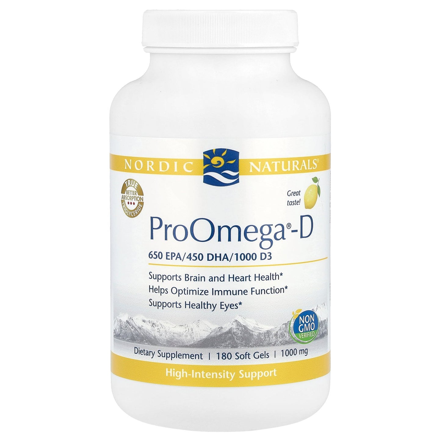 Nordic Naturals, ProOmega®-D, Lemon, 180 Soft Gels