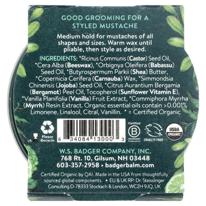 Badger, Mustache Wax, Vanilla & Bergamot, 0.75 oz (21 g)