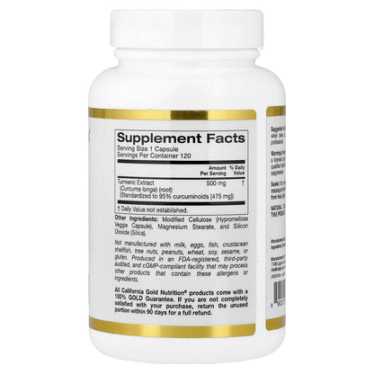 California Gold Nutrition, Turmeric Curcumin, 500 mg, 120 Veggie Capsules