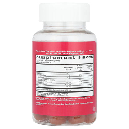 GummiKing, Elderberry for Kids, Immunity + Wellness, Lemon Raspberry, 60 Gummies