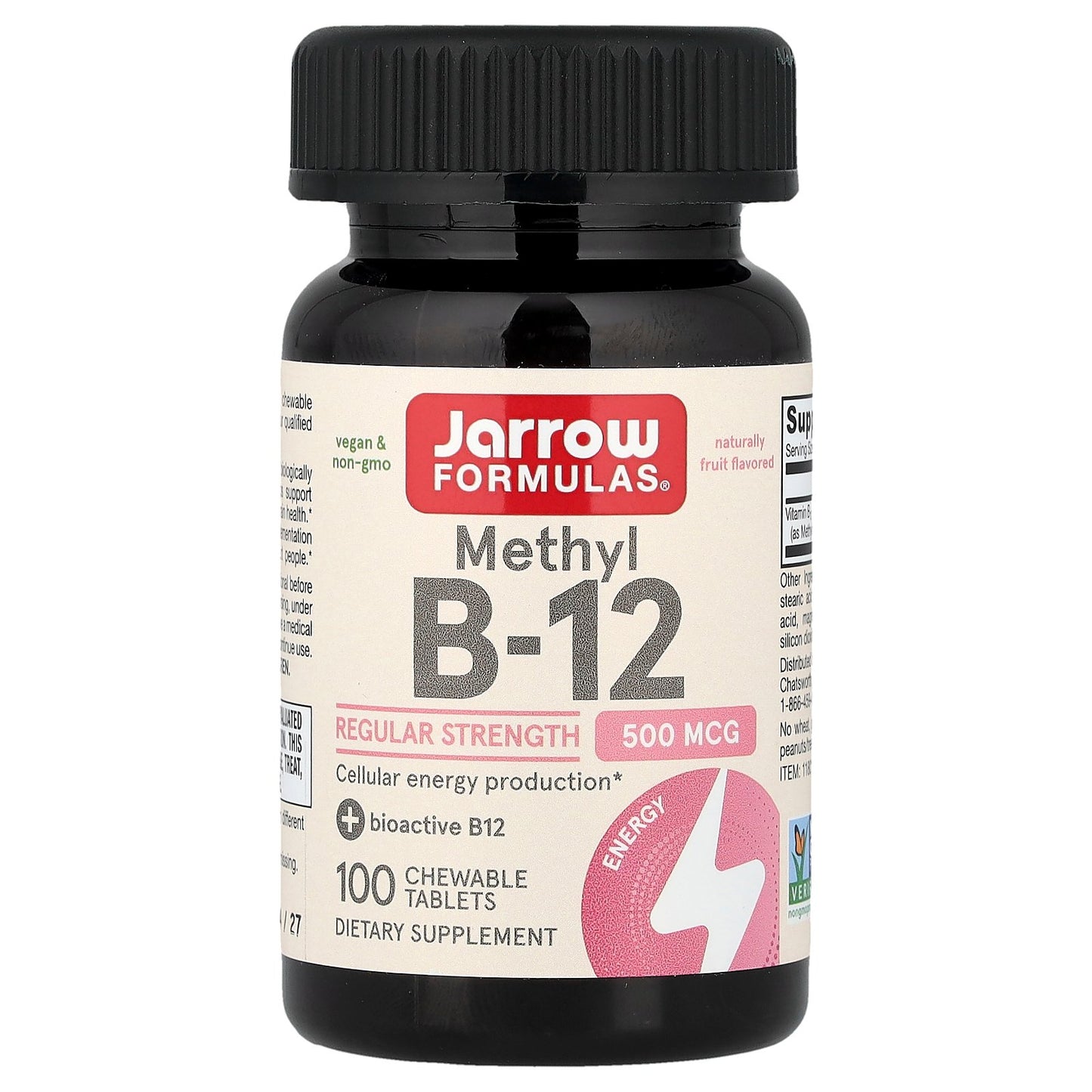 Jarrow Formulas, Methyl B-12, Fruit, 500 mcg, 100 Chewable Tablets