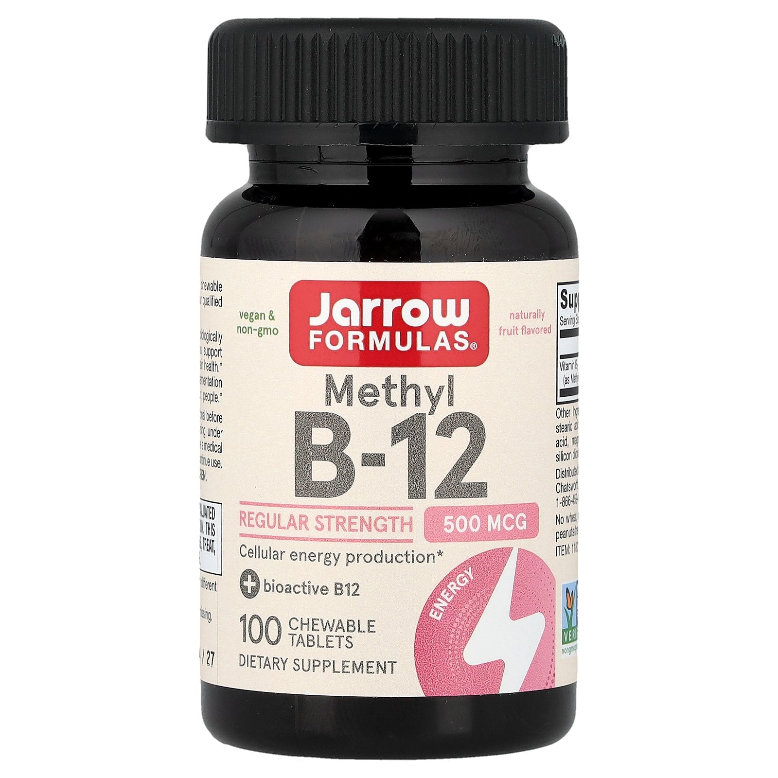 Jarrow Formulas, Methyl B-12, Fruit, 500 mcg, 100 Chewable Tablets