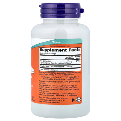 NOW Foods, Zinc Glycinate, 120 Softgels