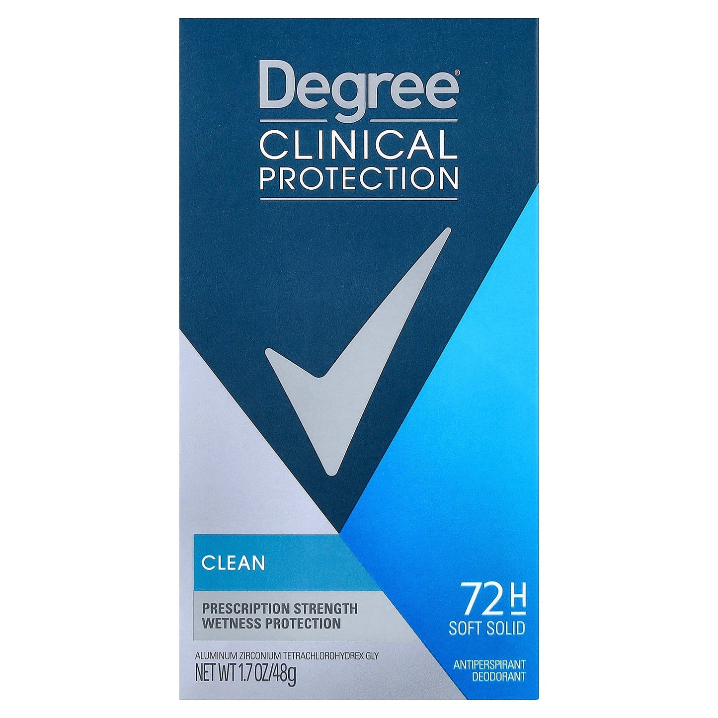 Degree, Clinical Protection, Antiperspirant Deodorant, Soft Solid, Clean, 1.7 oz (48 g)