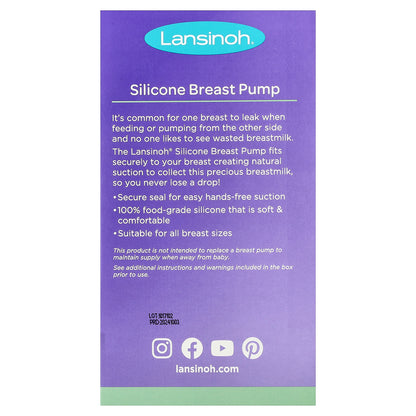 Lansinoh, Silicone Breast Pump, 1 Pump, Strap & Cap