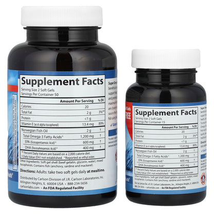 Carlson, Wild Caught Super Omega-3 Gems®, 100 + 30 Soft Gels